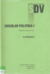 kniha Sociální politika I studijní texty pro distanční studium., Univerzita Palackého 2004