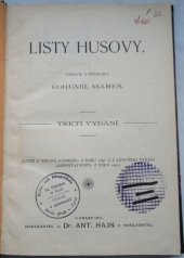 kniha Listy Husovy, A. Hajn 1911