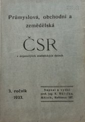 kniha Průmyslová, obchodní a zemědělská ČSR v nejnovějších statistických datech, s.n. 1933