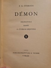 kniha Démon dramatická báseň o čtyřech dějstvích, Jos. R. Vilímek 1931