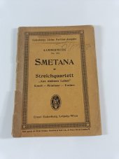 kniha Smetana No. 275, Aus meinem Leben Streichquartett, E moll., Ernst Eulenburg 1900