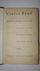 kniha Vinice páně - náboženský věstník ročník šestý , Antonín Stříž 1935