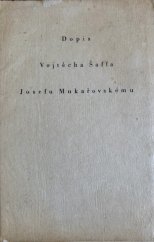 kniha Dopis Vojtěcha Šaffa Josefu Mukařovskému K. 6. bibliofilskému večeru v Praze, Josef Hladký 1930