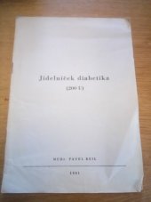 kniha jídelníček diabetika, Krajské ústředí zdravotnické osvěty 1961