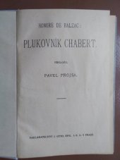 kniha Plukovník Chabert, J. Otto 1927