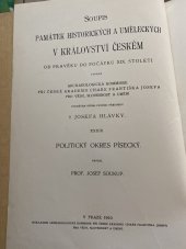 kniha Soupis památek historických a uměleckých v království Českém od pravěku do počátku XIX. století. XXX, - Politický okres Písecký, Archeologická komise při České Akademii císaře Františka Josefa pro vědy, slovesnost a umění 1910