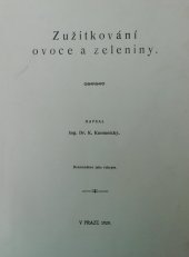 kniha Zužitkování ovoce a zeleniny 1929