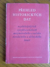 kniha Přehled historických dat nejdůležitějších sjezdů a událostí z mezinárodního a našeho revolučního dělnického hnutí, SNPL 1955