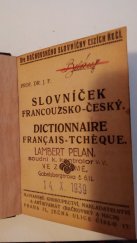 kniha Slovníček francouzsko-český , Národní tiskárny a nakladatelství 1939