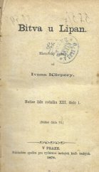 kniha Bitva u Lipan historický román, Nákladem spolku pro vydávání laciných knih českých 1879