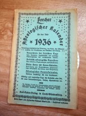 kniha Lorcher Astrologischer Kalender 1936, Karl-Rohm-Verlag 1936