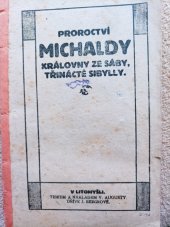 kniha Proroctví Michaldy králowny ze Sáby, třinácté Sibylly, J. Bergrowá 