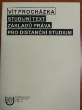 kniha Studijní text základů práva pro distanční studium, Západočeská univerzita, Ekonomická fakulta 2000