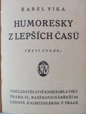 kniha Humoresky z lepších časů, Karel Vika 1927