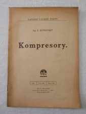 kniha Kompresory ..., Ústav pro učebné pomůcky průmyslových a odborných škol 1946