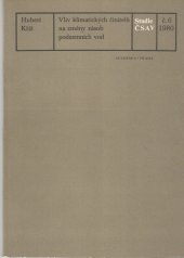 kniha Vliv klimatických činitelů na změny zásob podzemních vod, Academia 1980