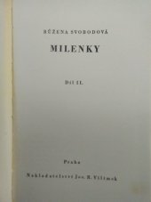 kniha Milenky Díl II [román]., Jos. R. Vilímek 1946