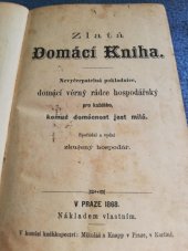 kniha Zlatá domácí kniha nevyčerpatelná pokladnice, domácí věrný rádce hospodářský pro každého, komuž domácnost jest milá, Mikuláš & Knapp 1868