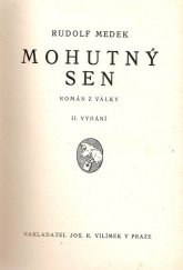 kniha Mohutný sen román z války, Jos. R. Vilímek 1926