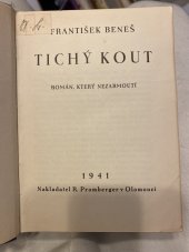 kniha Tichý kout Román, který nezarmoutí, R. Promberger 1941