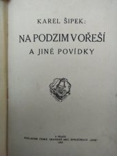 kniha Na podzim v ořeší a jiné povídky, Česká grafická Unie 1919