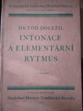 kniha Intonace a elementární rytmus, Hudební Matice Umělecké Besedy 1933