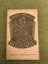 kniha Rozmaryn hanácky pěsničke, J.F. Buček 1922