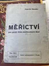 kniha Měřictví pro první třídu měšťanských škol, Státní nakladatelství 1935