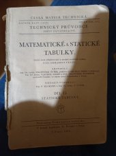 kniha Matematické a statické tabulky  II.díl II.díl, Česká matice technická 1939