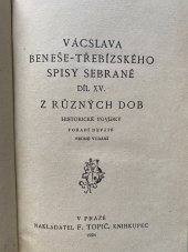 kniha Z různých dob Historické povídky, pořadí deváté, Topič 1924