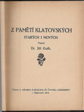 kniha Z pamětí klatovských starých i nových, O. Čermák 1912