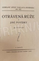 kniha Otrávená růže a jiné povídky, Občanská tiskárna 1924