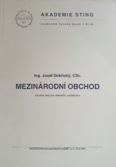 kniha Mezinárodní obchod studijní text pro distanční vzdělávání, Sting 2003