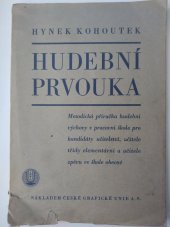 kniha Hudební prvouka metodická příručka hudební výchovy v pracovní škole pro kandidáty učitelství, učitele třídy elementární a učitele zpěvu ve škole obecné, Česká grafická Unie 1939