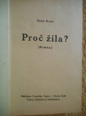 kniha Proč žila? (román), František Šupka 1931