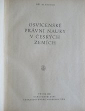 kniha Osvícenské právní nauky v českých zemích, Československá akademie věd 1958