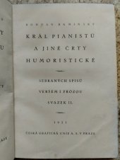 kniha Král pianistů a jiné črty humoristické, Česká grafická Unie 1921