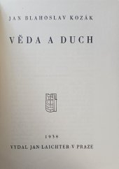 kniha Věda a duch, Jan Laichter 1938