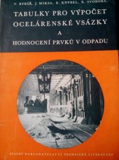 kniha Tabulky pro výpočet ocelárenské vsázky a pro hodnocení prvků obsažených v odpadu Prakt. příručka vedoucím inž.-techn. kádrům a mistrům v ocelárnách, SNTL 1954