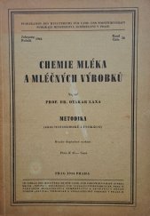 kniha Chemie mléka a mléčných výrobků metodika: (zkoušení chemické a fysikální), Novina 1944