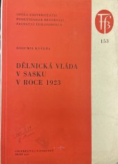 kniha Dělnická vláda v Sasku v roce 1923 Myšlenka dělnickorolnické vlády v německých revolučních událostech a její ohlas v ČSR, Univerzita Jana Evangelisty Purkyně 1970