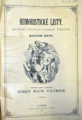 kniha Humoristické listy 1884 obrázkový politicko-satirický týdenník, Jos. R. Vilímek 1884