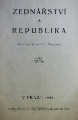 kniha Zednářství a republika, V. Kotrba 1927