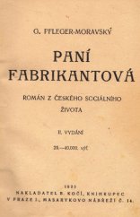 kniha Paní fabrikantová Rom. z čes. sociálního života, B. Kočí 1925