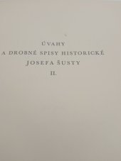 kniha Úvahy a drobné spisy historické Josefa Šusty. Díl 2, Historický klub 1934