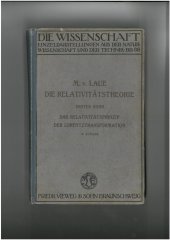 kniha Die Relativitätstheorie Das Relativitätsprinzip der Lorentztransformation, Druck und Verlag von Friedrich Vieweg und Sohn 1921