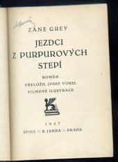 kniha Jezdci z purpurových stepí román, B. Janda 1927