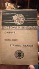 kniha Stavitel Solness hra o třech dějstvích, J. Otto 1912