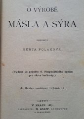 kniha O výrobě másla a sýra, M. Knapp 1887