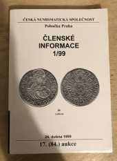 kniha Členské informace 1/99, Česká numismatická společnost 1999